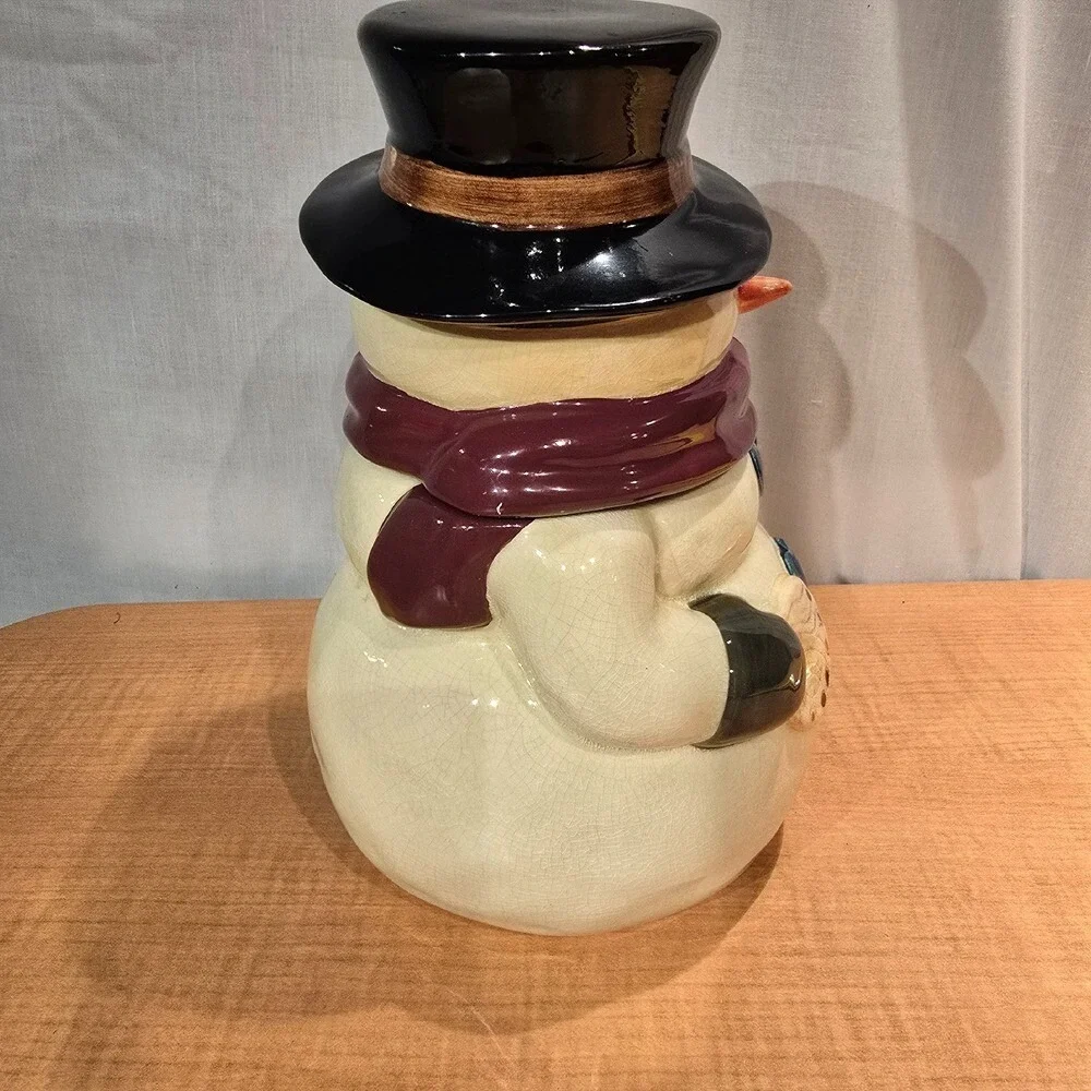 Russ Berrie‎ Artist Painter Snowman Cookie Jar Antiqued Palette & Paintbrush